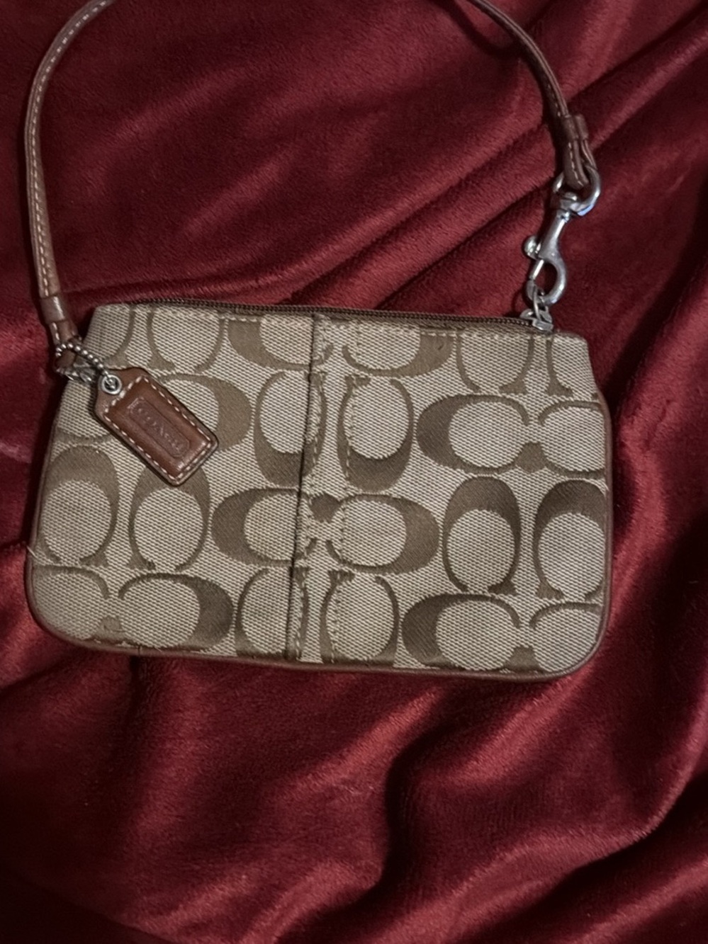 Coach Brown/Tan Signature Canvas Wristlet